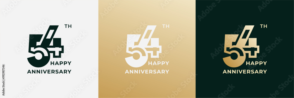 Logo 54th, 54 years anniversary, Creative design template for celebration, greeting, birthday and invitation. Editable file Logo 54th, 54 years anniversary, Creative design template for celebration, greeting, birthday and invitation. Editable file