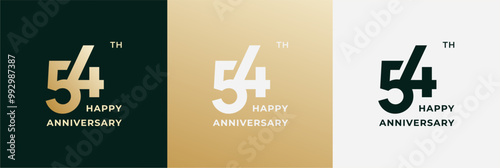 Logo 54th, 54 years anniversary, Creative design for celebration, birthday, greeting and invitation. Editable file