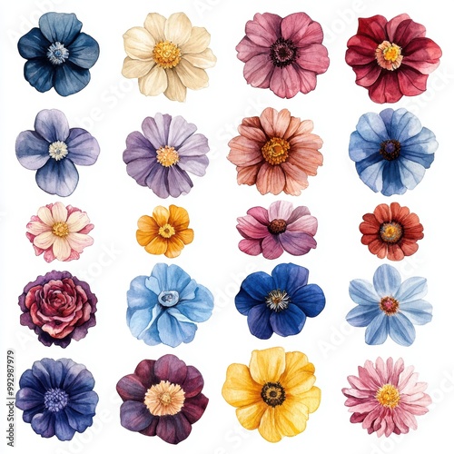 Watercolor Floral Set.