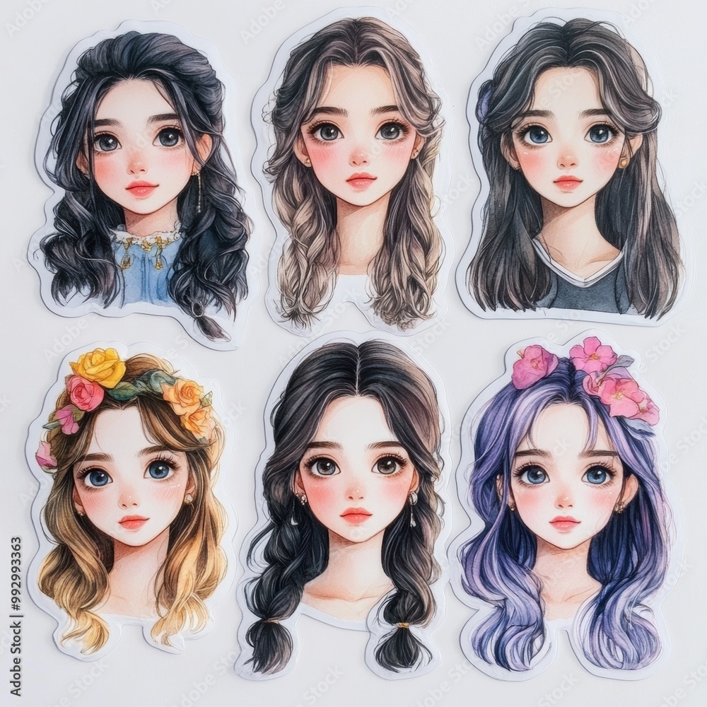 Obraz premium Cute Girl Stickers.