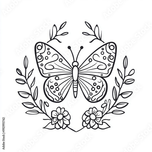 Wallpaper Mural Butterfly Floral Design. Torontodigital.ca