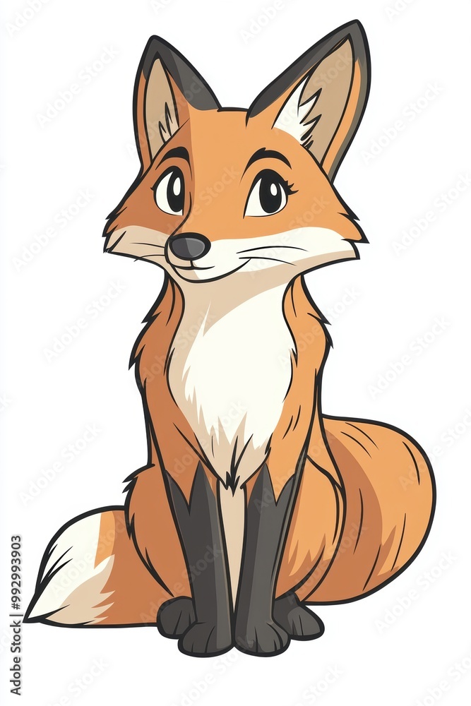 Obraz premium Cute Cartoon Fox.