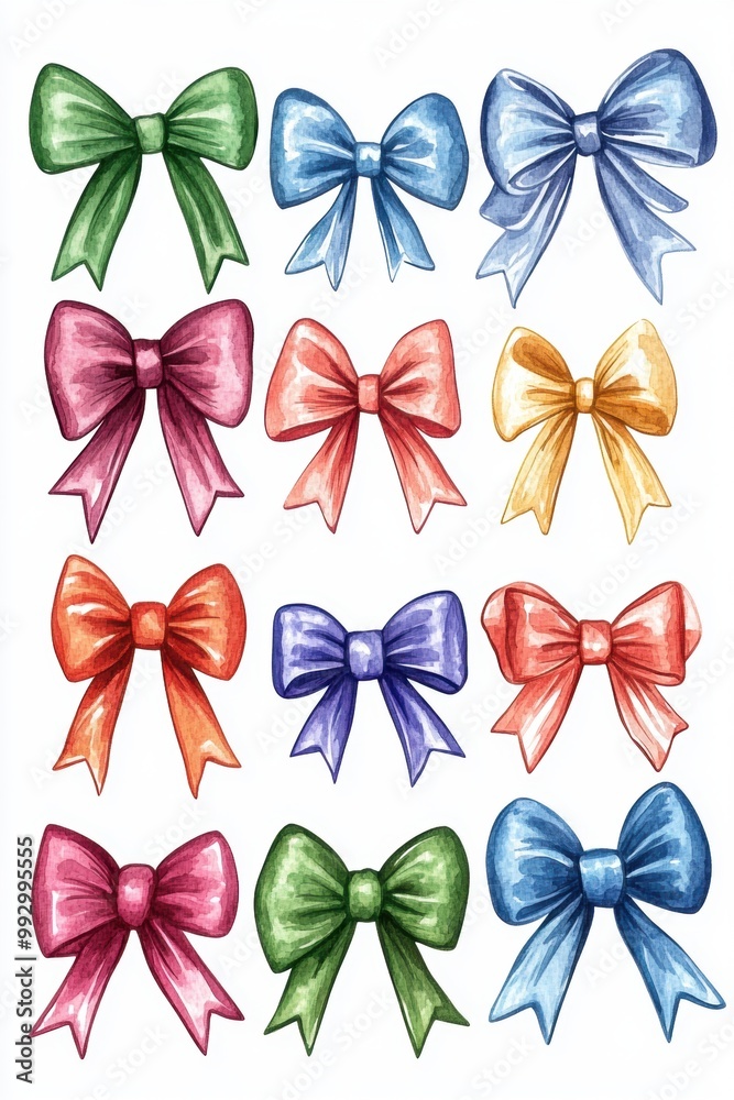 Watercolor Bows Set. Watercolor Bows Set.