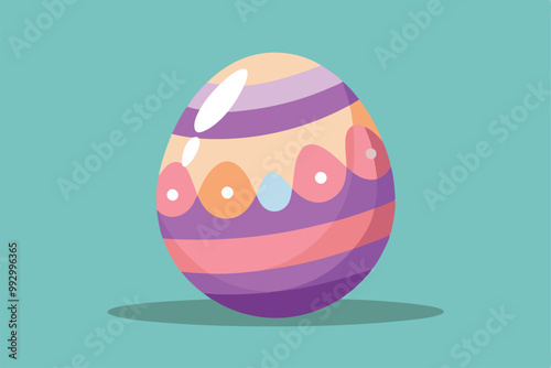 A vibrant illustration of a decorative egg featuring pastel colors and playful patterns for spring festivities, Customizable Semi Flat Illustration for painting Easter eggs.