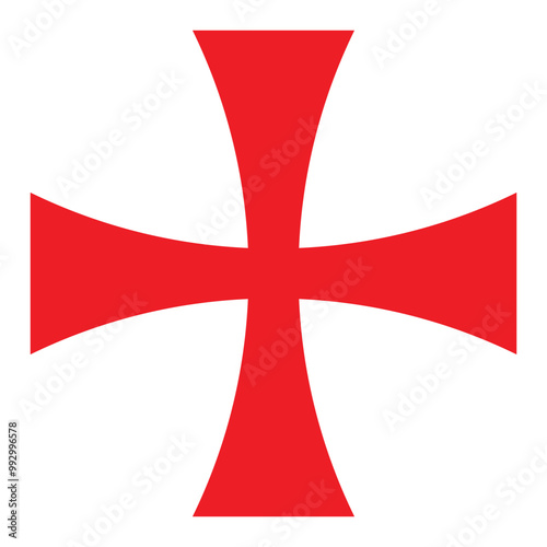 Knights Templar cross, vector illustration of red cross shape, isolated on white