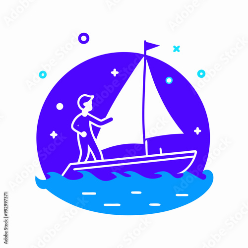 Man sailing boat