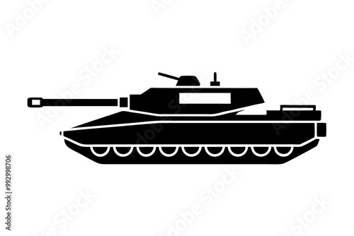 A modern war tank icon silhouette vector on white background.