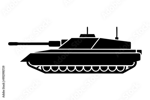 A modern war tank icon silhouette vector on white background.