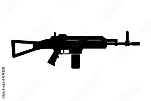 A modern war weapons gun icon silhouette vector on white background.