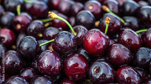 close up of a bunch of red cherries