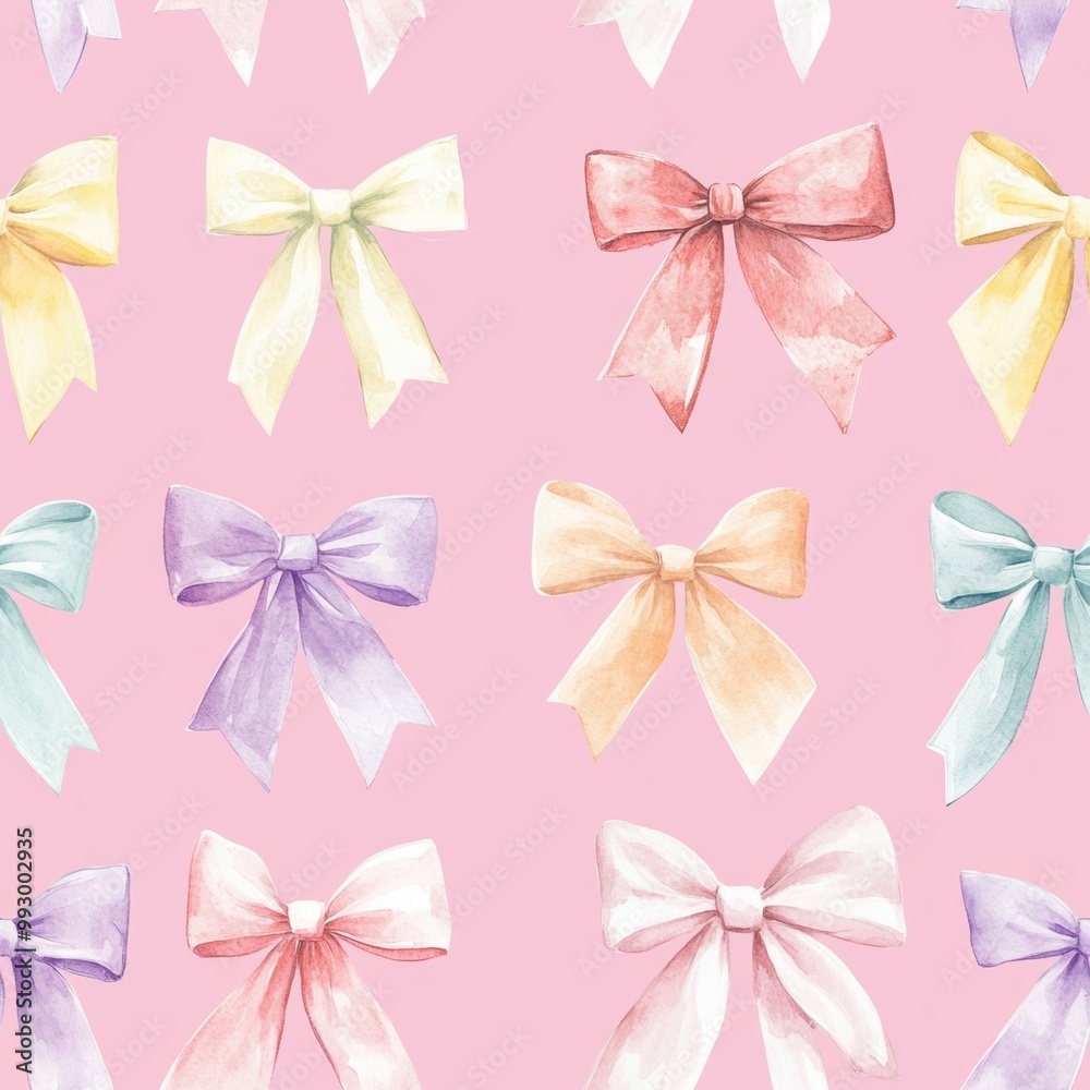 Watercolor Bow Pattern. Watercolor Bow Pattern.