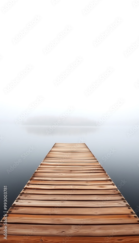A weathered wooden pier extends out into a still, foggy lake, with trees displaying brilliant autumn colors lining the far shore. A weathered wooden pier extends out into a still, foggy lake, with trees displaying brilliant autumn colors lining the far shore.