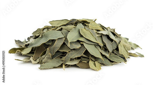 dried bay leaves isolated on white