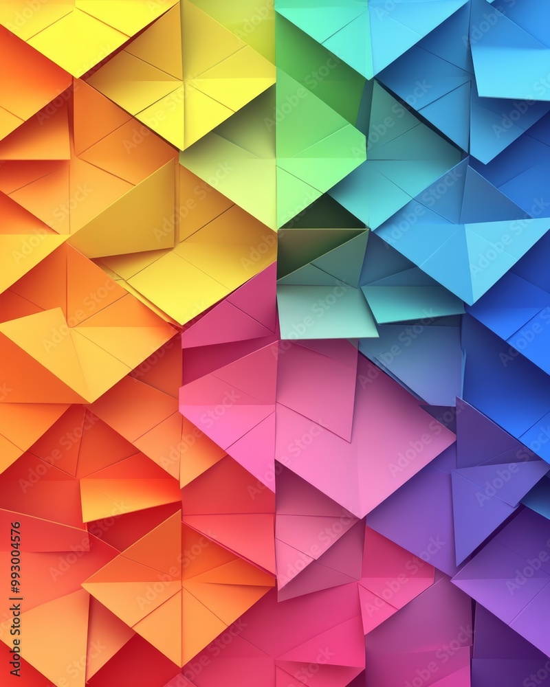 Obraz premium Colorful geometric paper artwork featuring vibrant hues and intricate patterns