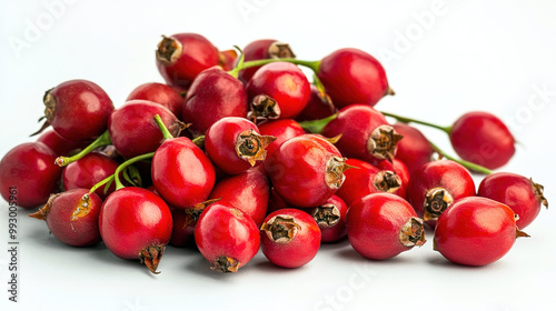 Pile of fresh ripe red rosehip berries