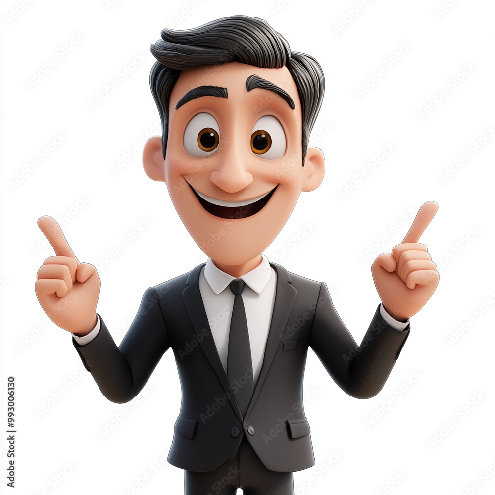 3d funny cartoon character businessman in suit with tie on white background, concept best offer, recommendation 3d funny cartoon character businessman in suit with tie on white background, concept best offer, recommendation