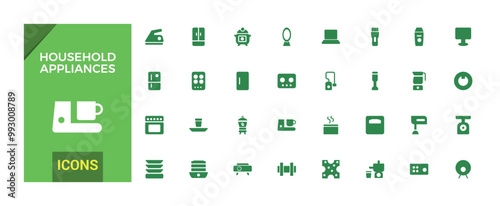 Household appliances icons set. Set of Home, Kitchen, Dishwasher filled icon set. Glyph icon set for web and ui. Solid icon set. Vector illustration.