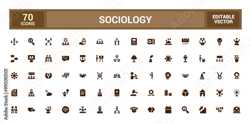 Sociology filled icons set. Solid set of social, society related vector icons for apps design. Filled icon set. Solid glyph icon for web and ui. Vector illustration.