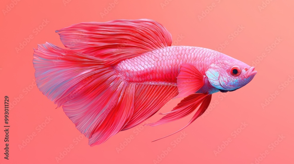 Fototapeta premium Colorful betta fish gracefully swimming against a vibrant background.