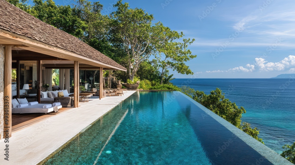 Secluded beach villa with an infinity pool and uninterrupted views of a tranquil ocean Secluded beach villa with an infinity pool and uninterrupted views of a tranquil ocean