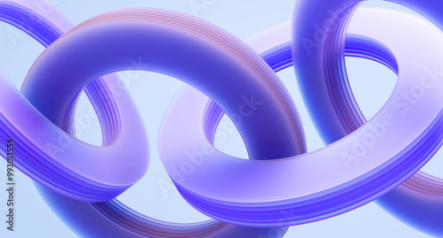 Fototapeta Naklejka Na Ścianę i Meble -  Glass rings composition on blue background. 3d rendering.	
