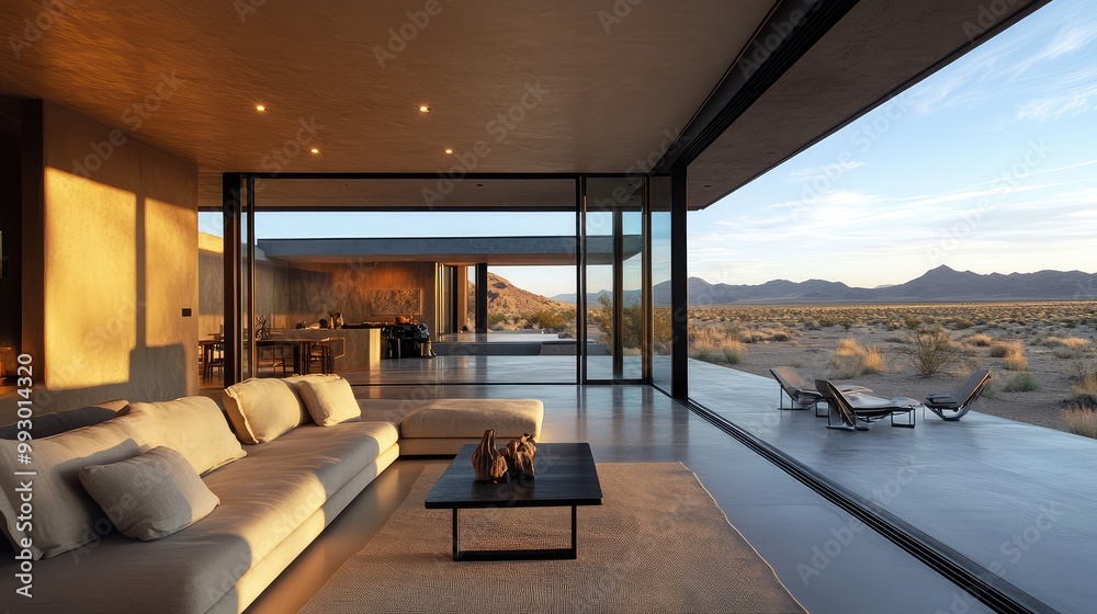 Secluded desert home with a contemporary design and stunning views of distant sand dunes Secluded desert home with a contemporary design and stunning views of distant sand dunes