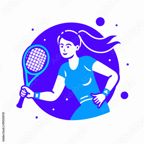 Energetic Woman Playing Tennis