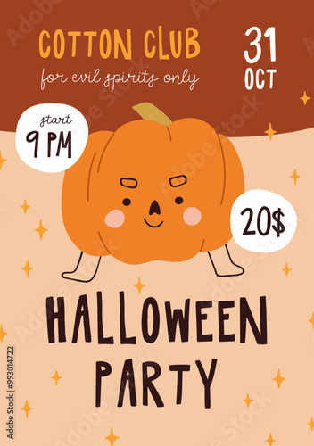 Halloween party, festive night, inviting card, promotion flyer design. Trick ...