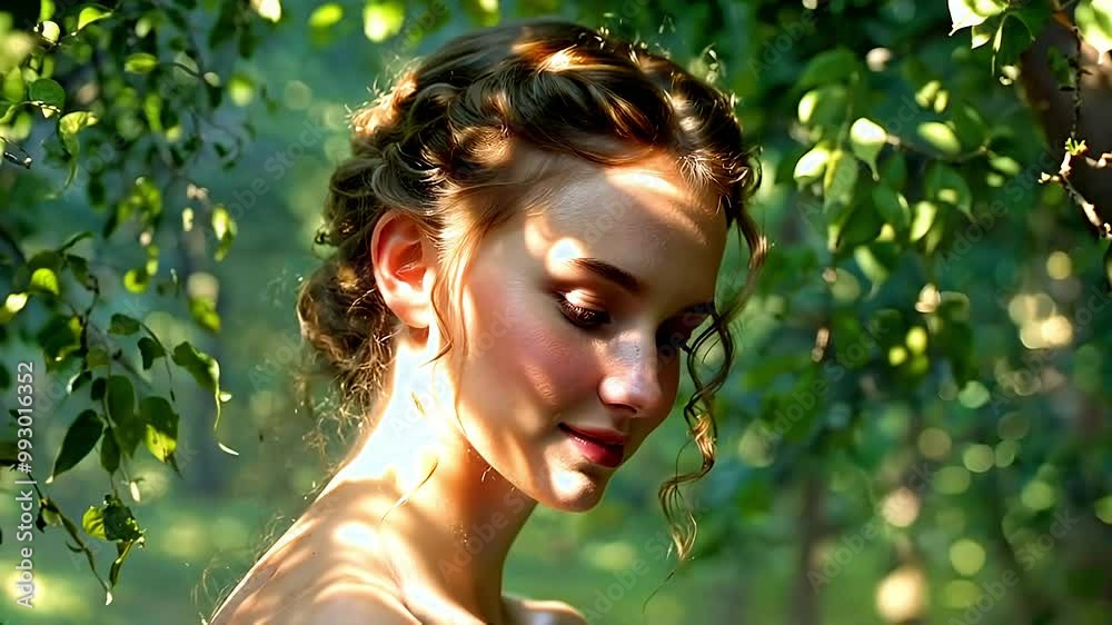 Portrait of a woman, her expression serene and contemplative, her eyes reflecting a depth of emotion Portrait of a woman, her expression serene and contemplative, her eyes reflecting a depth of emotion