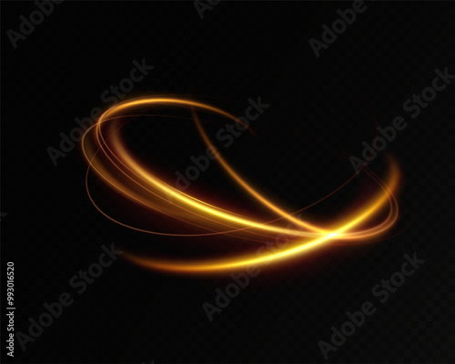 Shiny vortex rings shimmer on a transparent background. Sparkling circles with light effect. Light circle swirl neon lighting effect, spiral light lines.trator Artwork	