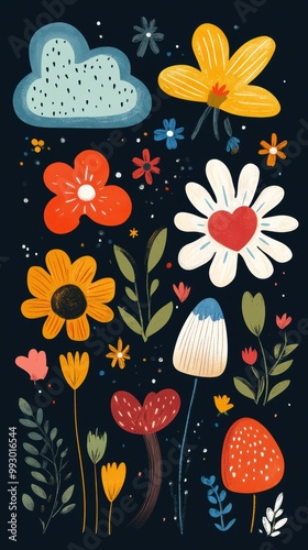 Colorful Floral Illustration.