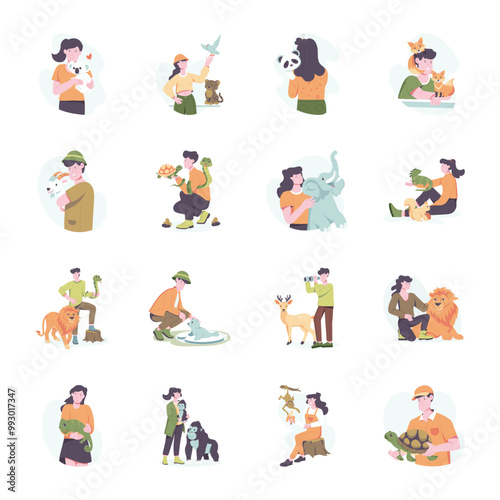 Collection of World Animal Day Flat Style Illustrations 

