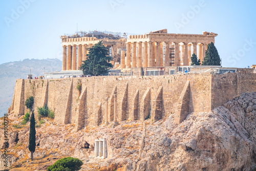 The Parthenon temple at the Acropolis of Athens, Greece in the summer photo