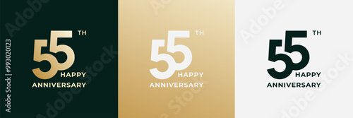 Logo 55th, 55 years anniversary, Creative design for celebration, birthday, greeting and invitation. Editable file