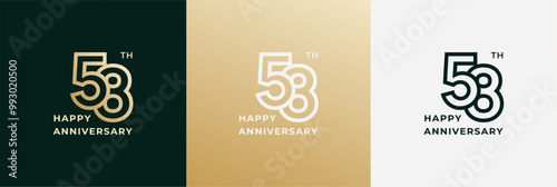 Logo 58th, 58 years anniversary, Creative design template for celebration, greeting and invitation. Editable file
