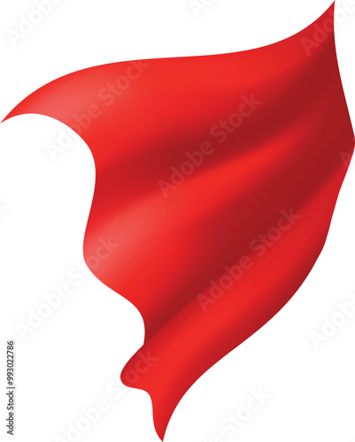 Woman superhero silhouette costume element. Scarlet fabric silk cloak. Mantle costume or cover cartoon vector illustration