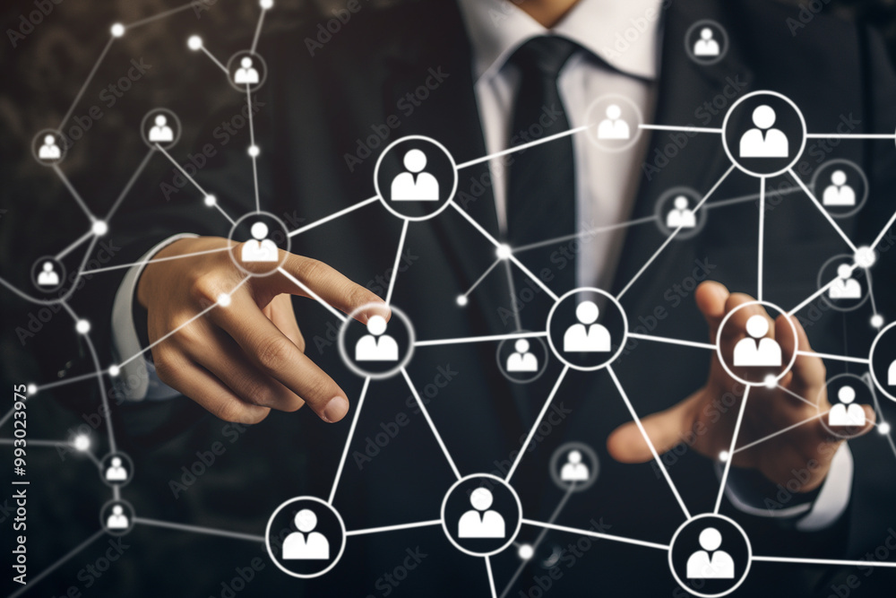 Businessman Connecting with People on a Network Businessman Connecting with People on a Network
