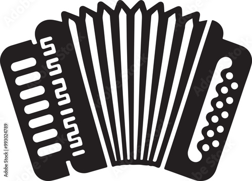 Accordion silhouette vector icon image. isolated on white background