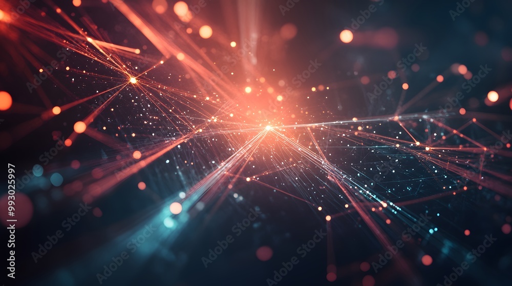 Fototapeta premium Abstract Interconnected Network of Lines and Light