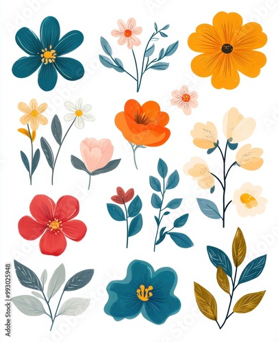 Watercolor Floral Clipart.