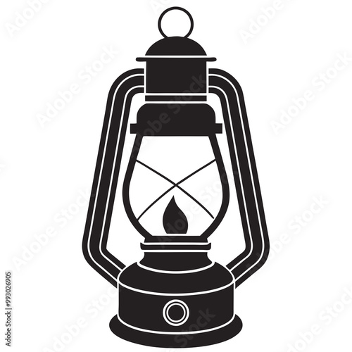 Old oil lamp silhouette vector illustration