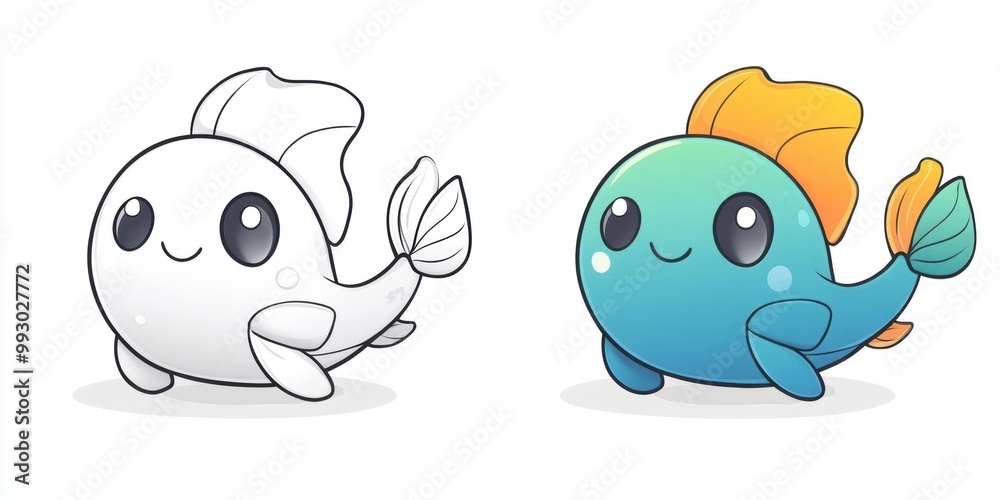 Naklejka premium Cute Cartoon Fish.