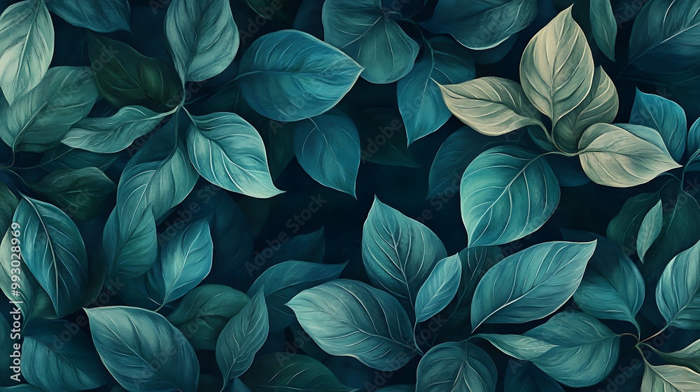 Vibrant Green Foliage Closeup with Textured Leaves in Natural Light and Detailed Vein-generative ai