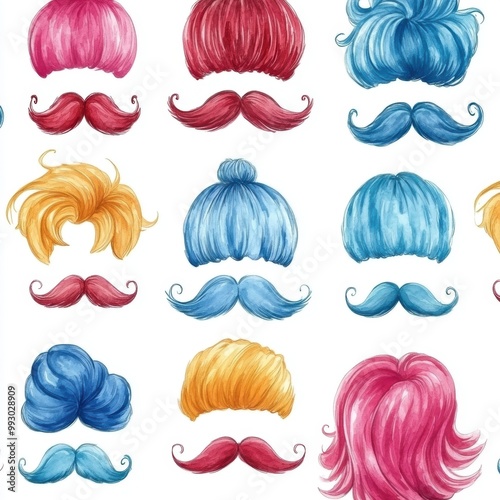 Mustache and Hair Pattern.