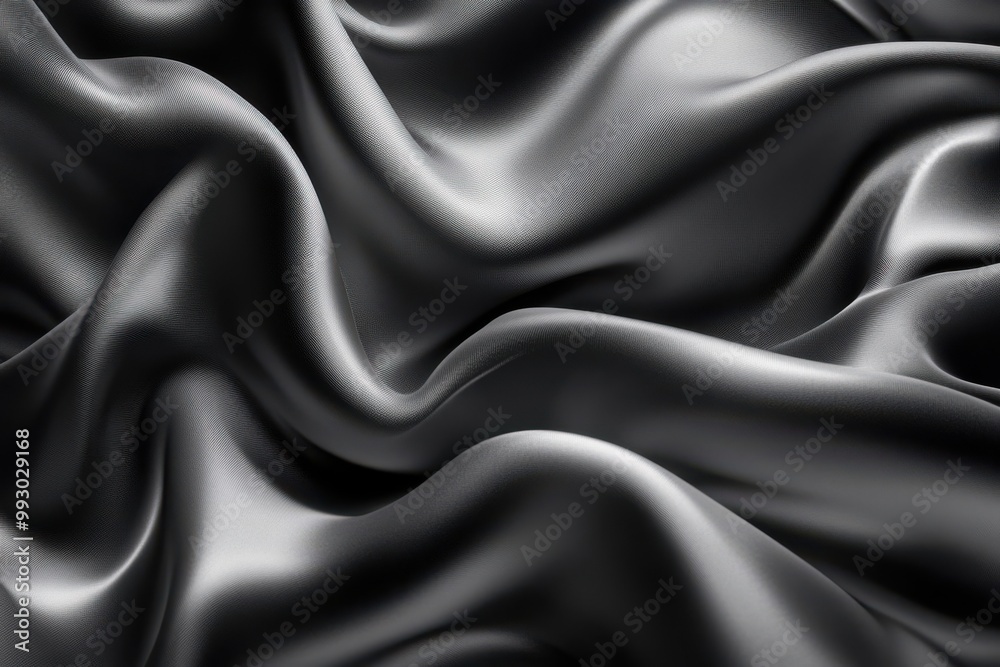 Obraz premium Elegant patterned wallpaper: modern silk backdrop featuring fluid wave designs. Stylish minimalistic aesthetic in monochrome high definition