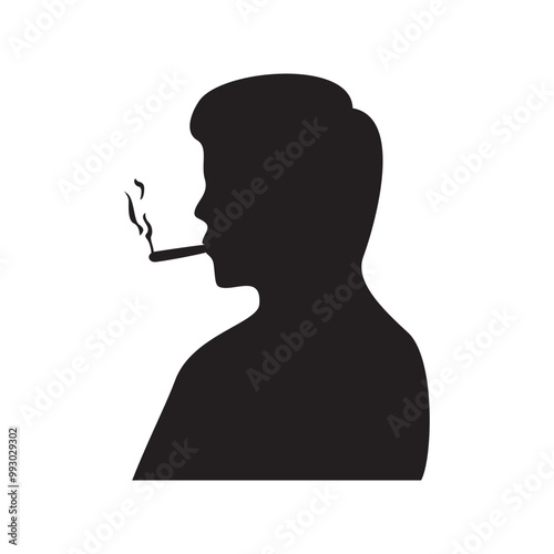 man smoking silhouette design. unhealthy lifestyle sign and symbol.