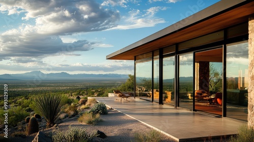 Stylish desert home with contemporary design elements and expansive views of the arid landscape