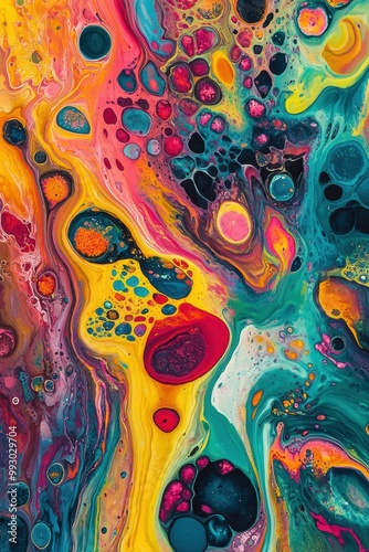 Vibrant Abstract Bacterial Forms on Canvas