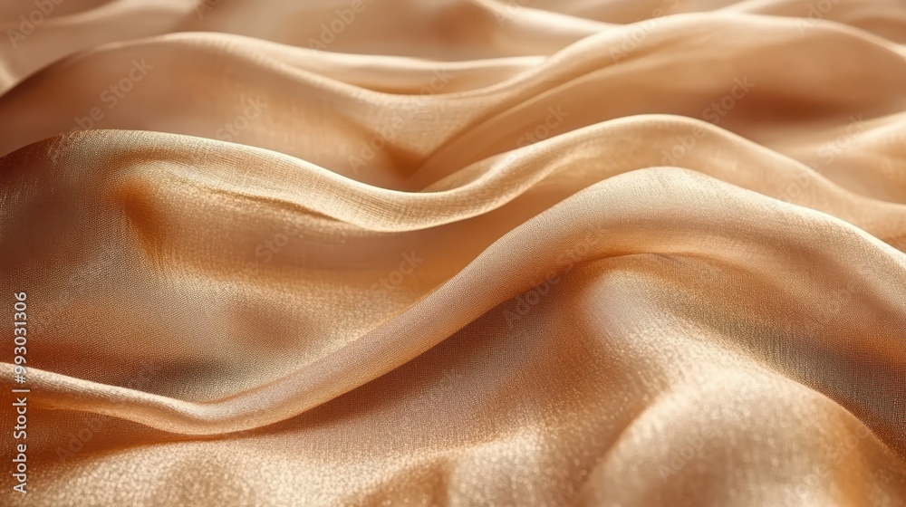 Obraz premium Close-up of soft, flowing golden fabric with gentle folds, creating a luxurious and elegant texture. Concept: Luxury and sensuality.