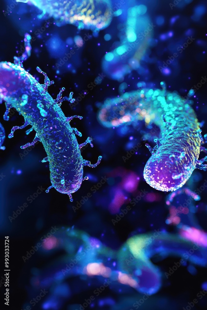 Close-up View of Complex Bacteria Structures in 3D Close-up View of Complex Bacteria Structures in 3D